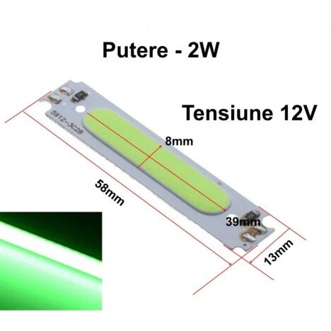 LED COB, 58X13MM / 2W VERDE